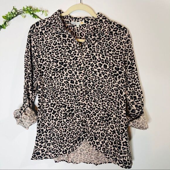 C&C California Pink Leopard Print Top Front Knot - Picture 1 of 9